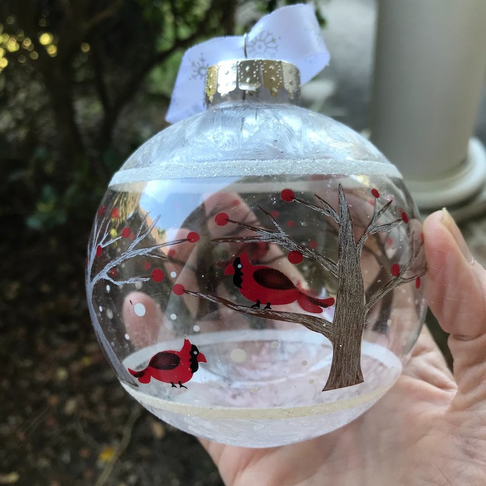 Cardinal Ornament Hand painted Redbird   Loved One Near Christmas Birthday New
